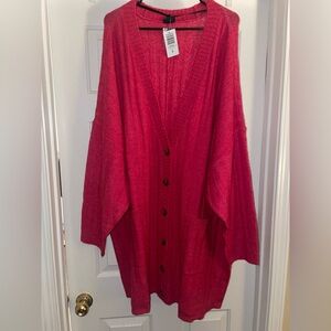 ✨NWT Torrid Vegan Cashmere Hot Pink Button-Front boyfriend style Cardigan size 5